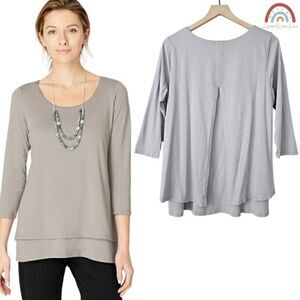 J. Jill PureJill Elliptical Layered Top Split Back Blouse